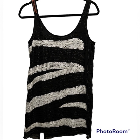 Foley + Corinna sz XS SILK Zebra Sequin SEXY Mini Dress NWT Paris Hilton COUTURE - Picture 5 of 17